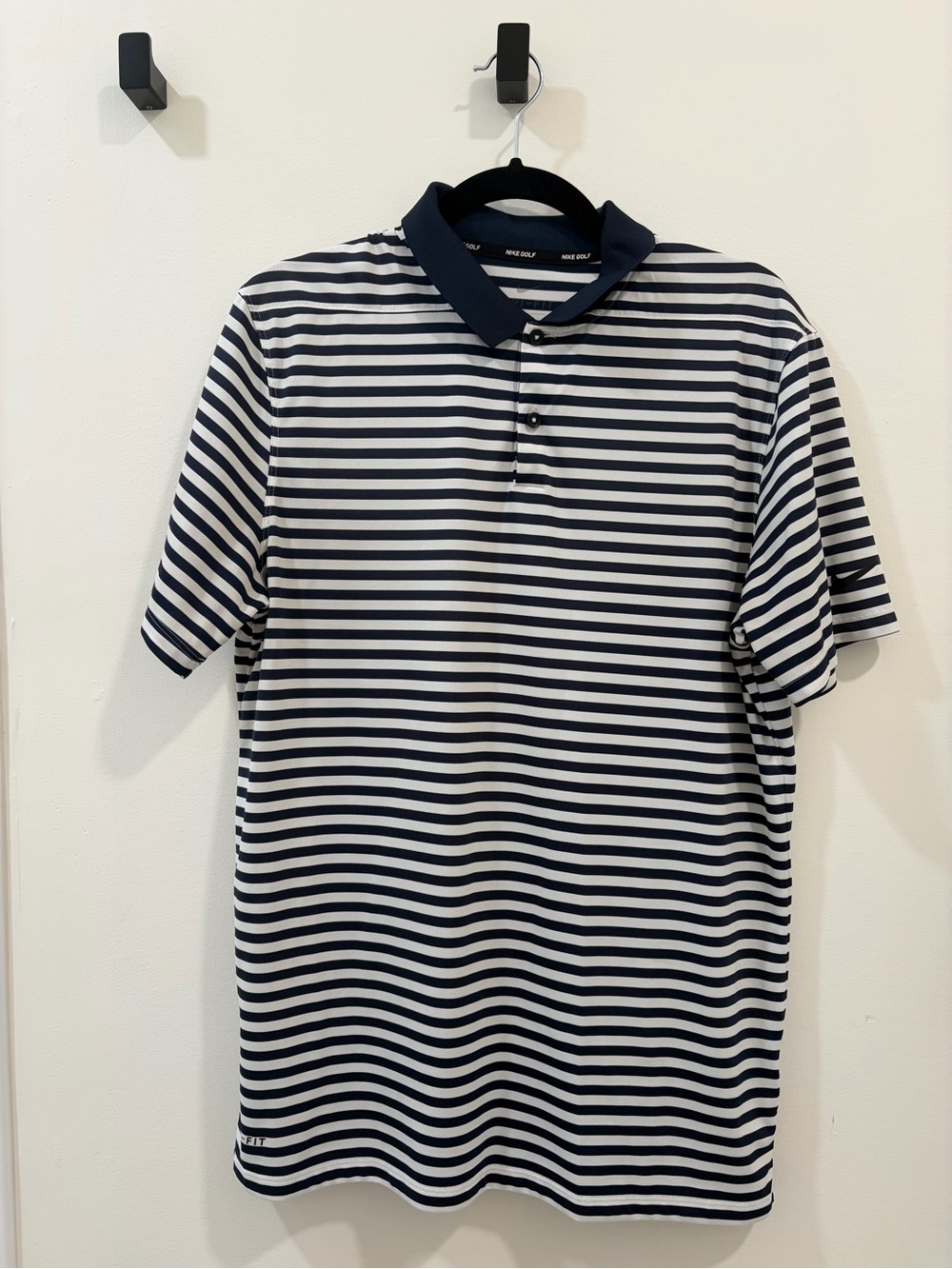 Nike - Navy and White Stripe - Dri Fit - Golf Shirt